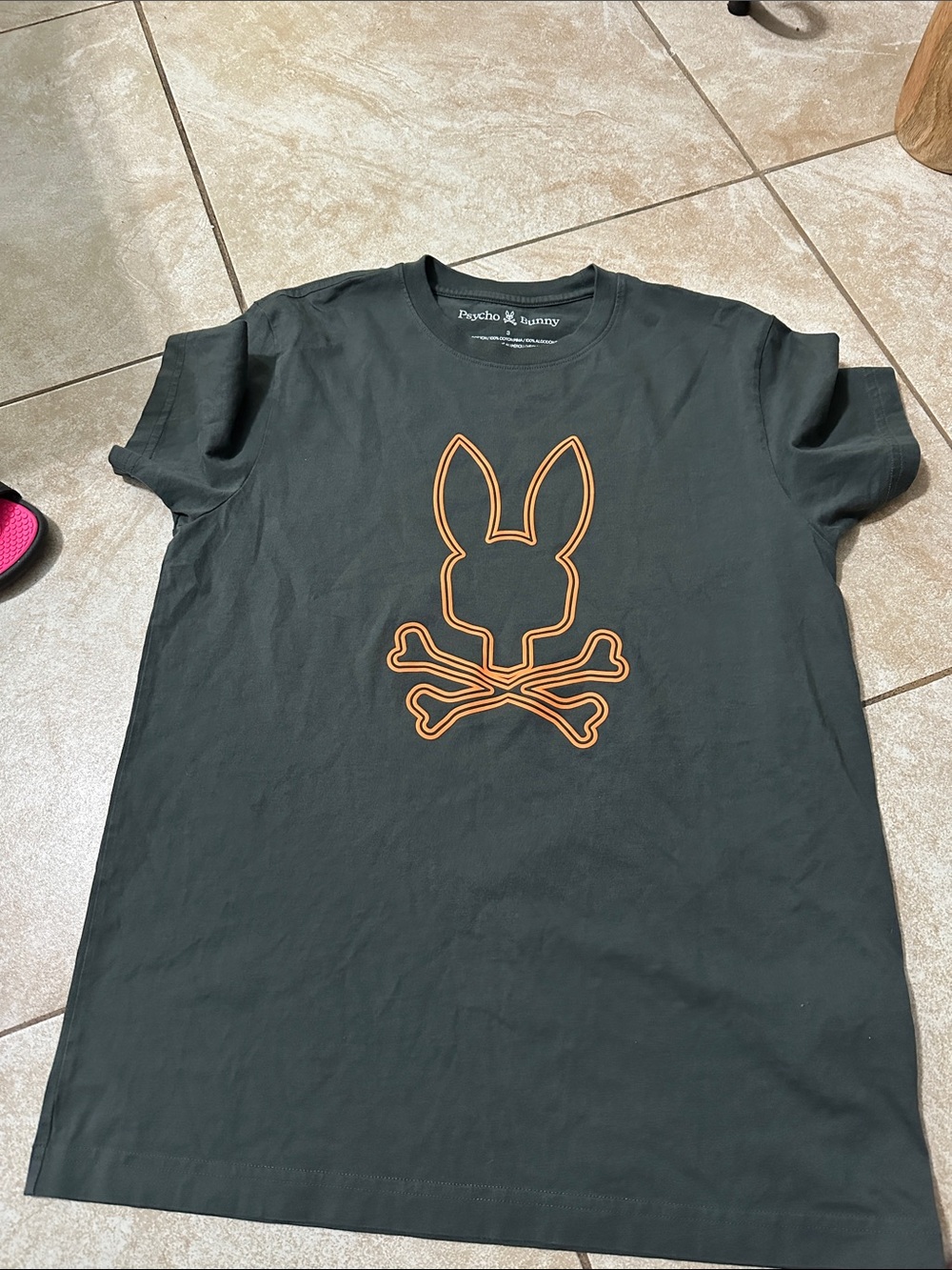 Psycho Bunny Kids Black Tee with Orange Outline Logo